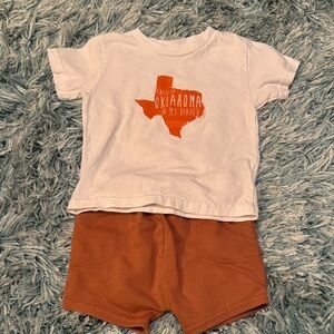 White and Orange Graphic Tee with Orange Shorts UT Texas Longhorn